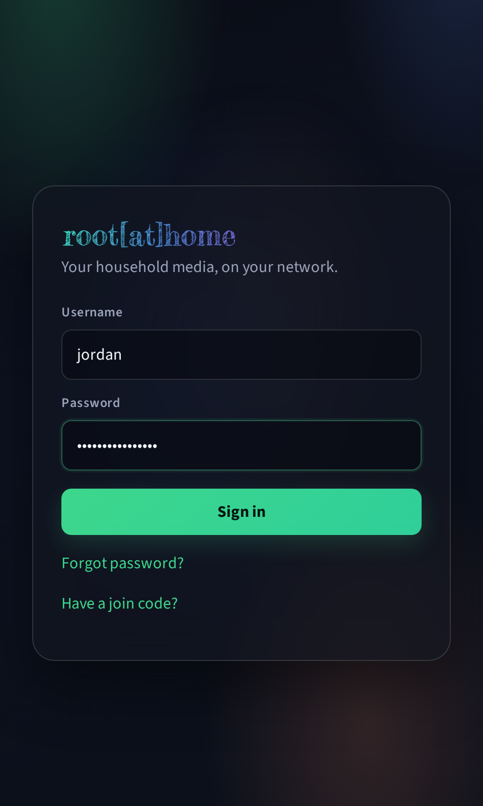 Sign-in screen with a new user's username and temporary password entered